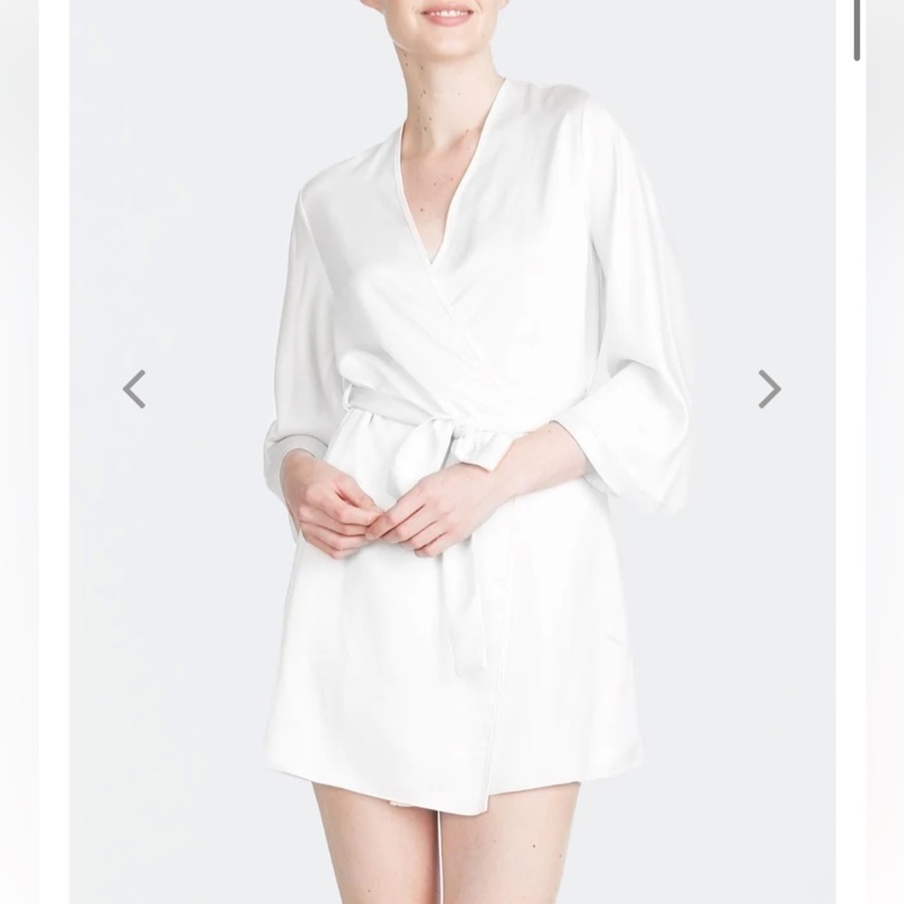 Rya Collection Ivory Satin Heavenly Cover Up Robe XS/S